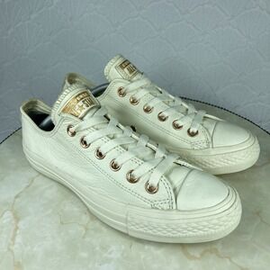 Converse Chuck Taylor All Star Mono Leather Low Top Casual Sneakers Sz 7 Cream